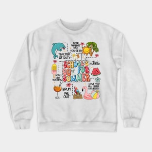 Retro Groovy School's Out For Summer Graduation Teacher Kids Crewneck Sweatshirt